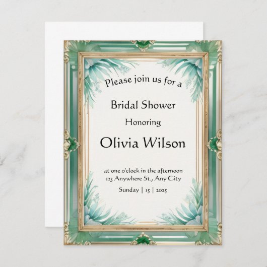 Custom Emerald Gold Luxury Invitation (Vorne/Hinten)