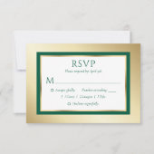 Custom Emerald Green und Gold Wedding RSVP Cards (Vorderseite)