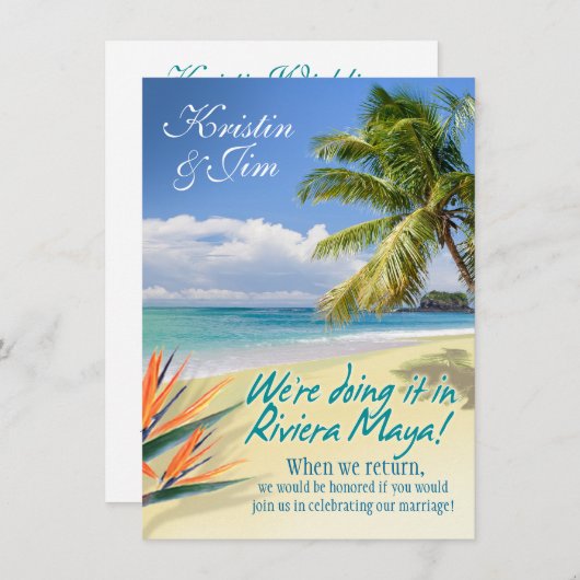 CUSTOM EMERALD WATERS (Riviera Maya) Hochzeit Einladung (Vorne/Hinten)