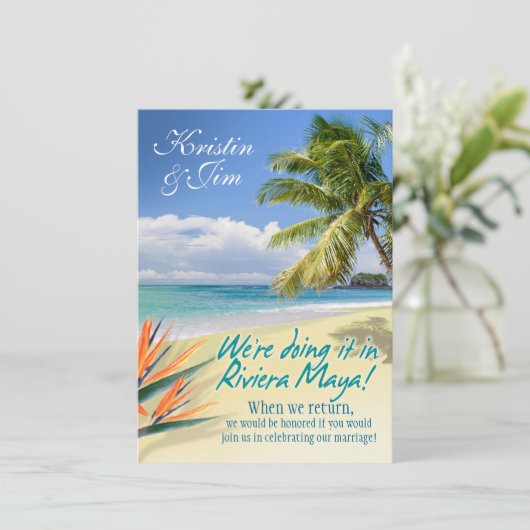 CUSTOM EMERALD WATERS (Riviera Maya) Hochzeit Einladung (Stehend Vorderseite)