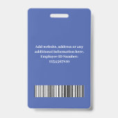 Custom Employee Blue | Foto, Bar, Logo, Name Ausweis (Rückseite)