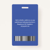 Custom Employee Blue | Foto, Bar, Logo, Name Ausweis (Rückseite)