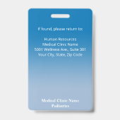 Custom Employee Foto Blue Gradient Medical ID Ausweis (Rückseite)