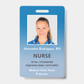 Custom Employee Foto Blue Gradient Medical ID Ausweis (Vorderseite)