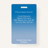 Custom Employee Foto Blue Gradient Medical ID Ausweis (Rückseite)
