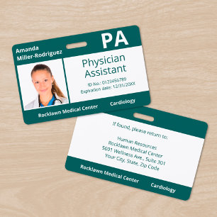 Custom Employee Foto Blue-Green Hospital ID Ausweis