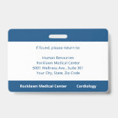Custom Employee Foto Blue White Hospital ID Ausweis (Rückseite)