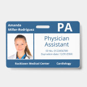 Custom Employee Foto Blue White Hospital ID Ausweis (Vorderseite)