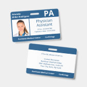 Custom Employee Foto Blue White Hospital ID Ausweis (Vorder- & Rückseite)