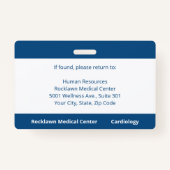 Custom Employee Foto Blue White Hospital ID Ausweis (Rückseite)