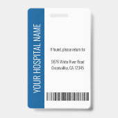 Custom Employee Foto Blue White Medical ID Blue Ausweis (Back)