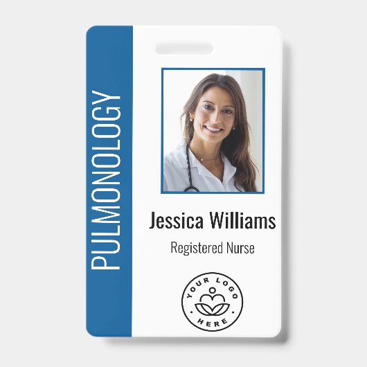 Custom Employee Foto Blue White Medical ID Blue Ausweis (Front)