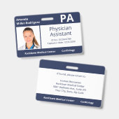 Custom Employee Foto Navy Blue Hospital ID Ausweis (Vorder- & Rückseite)