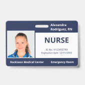 Custom Employee Foto Navy Blue Medical ID Ausweis (Vorderseite)