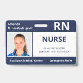 Custom Employee Foto Navy Blue Medical ID Ausweis (Vorderseite)
