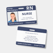 Custom Employee Foto Navy Blue Medical ID Ausweis (Vorder- & Rückseite)