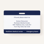 Custom Employee Foto Navy Blue Medical ID Ausweis (Rückseite)
