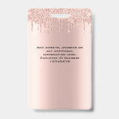 Custom Employee Glitzer Tropfen Rose Gold Name Abz Ausweis (Rückseite)