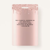 Custom Employee Glitzer Tropfen Rose Gold Name Abz Ausweis (Rückseite)