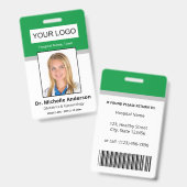 Custom Employee Green Doctor Foto Identity Ausweis (Vorder- & Rückseite)