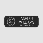 Custom Employee Name Logo Business Modern Black Namensschild (Vorderseite)