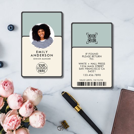 Custom Employee Pass Photo ID Logo Qr barcode Ausweis