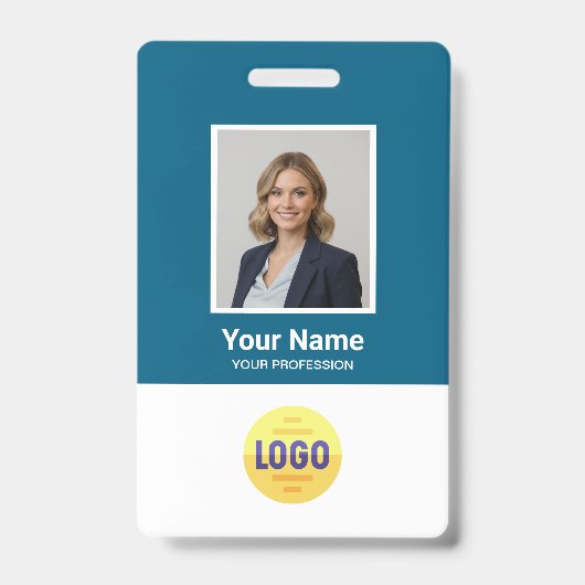Custom Employee Photo, Bar Code, Logo, Name Badge Ausweis (Vorderseite)