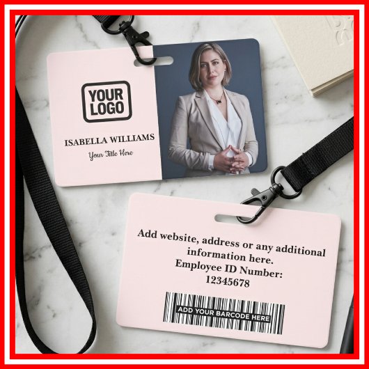 Custom Employee Photo, Bar Code, Logo, Name Badge Ausweis