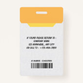 Custom Employee Photo, Bar Code, Logo, Name Badge Ausweis (Rückseite)