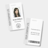 Custom Employee Photo, Bar Code, Logo, Name Grey Ausweis (Vorder- & Rückseite)
