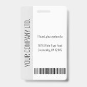 Custom Employee Photo, Bar Code, Logo, Name Grey Ausweis (Rückseite)