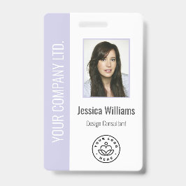 Custom Employee Photo, Bar Code, Logo, Name Lilac Ausweis
