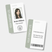 Custom Employee Photo, Bar Code, Logo, Name Sage Ausweis (Vorder- & Rückseite)
