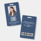 Custom Employee Photo, Barcode, Logo, Name Badge Ausweis (Vorder- & Rückseite)