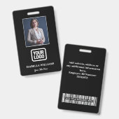 Custom Employee Photo, Barcode, Logo, Name Badge Ausweis (Vorder- & Rückseite)
