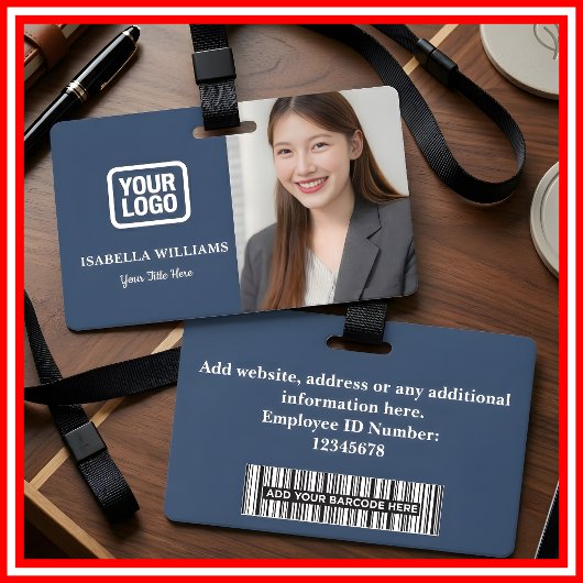 Custom Employee Photo, Barcode, Logo, Name Badge Ausweis