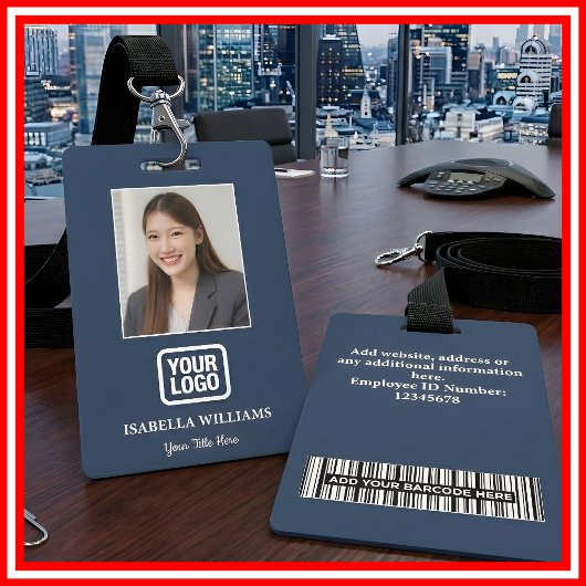 Custom Employee Photo, Barcode, Logo, Name Badge Ausweis