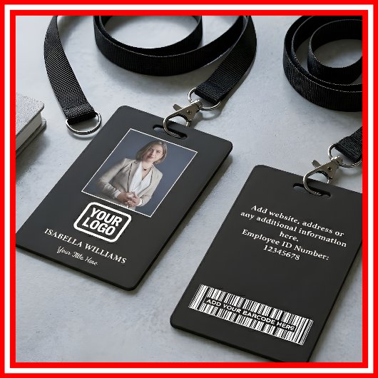 Custom Employee Photo, Barcode, Logo, Name Badge Ausweis