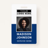 Custom Employee Photo Company Logo Modern Name Ausweis (Vorderseite)