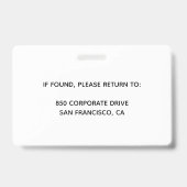 Custom Employee Photo ID Badge Ausweis (Rückseite)