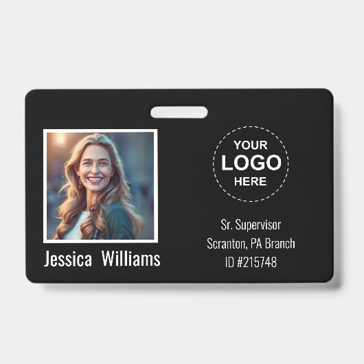 Custom Employee Photo ID Badge with Logo & Barcode Ausweis (Vorderseite)