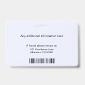 Custom Employee Photo Logo Bar Code Name Badge ID Ausweis (Rückseite)