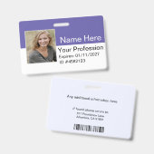 Custom Employee Photo Logo Bar Code Name Badge ID Ausweis (Vorder- & Rückseite)