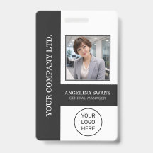 Custom Employee Photo, Logo, Name, Black  