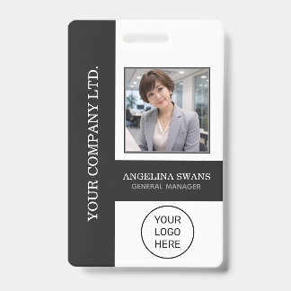 Custom Employee Photo, Logo, Name, Black   Ausweis