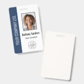 Custom Employee Photo, Logo, Name Blue Ausweis (Front & Back)