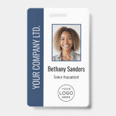 Custom Employee Photo, Logo, Name Blue Ausweis (Front)