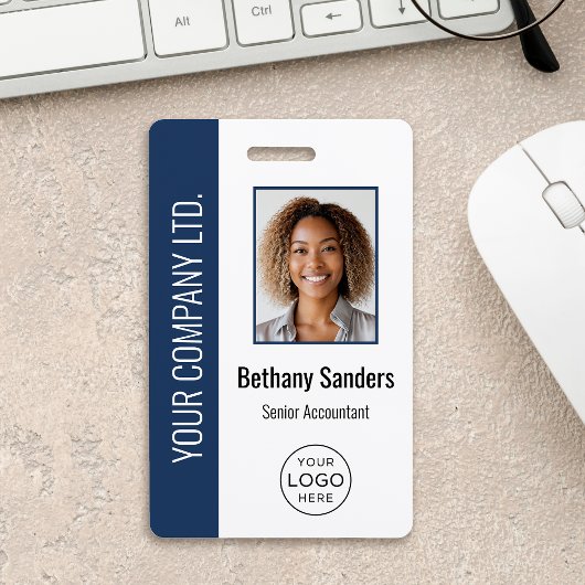 Custom Employee Photo, Logo, Name Blue Ausweis