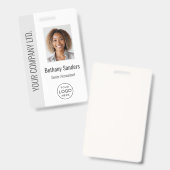 Custom Employee Photo, Logo, Name Light Gray Ausweis (Vorder- & Rückseite)