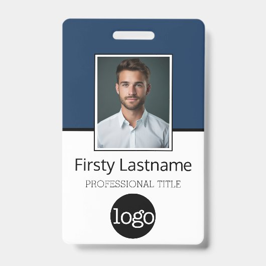Custom Employee Photo Logo Name - Same Both Sides Ausweis (Vorderseite)